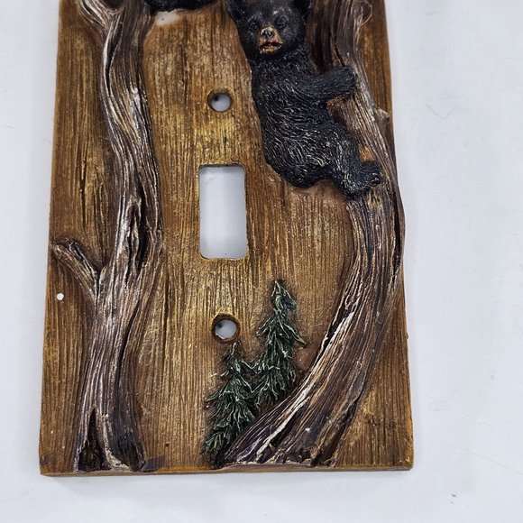 Vintage Slifka Black Bear Cubs Climbing Light Switch Plate Cover - Picture 5 of 10
